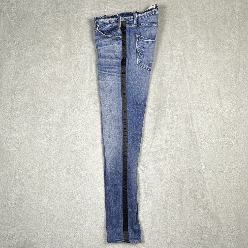 McGuire Denim Satin Tuxedo Stripe Jeans Women's 27 Modern Chic Skinny Black Trim - Picture 4 of 16